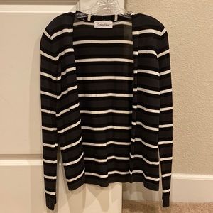 NWOT Calvin Klein blue and white striped cardigan, size small